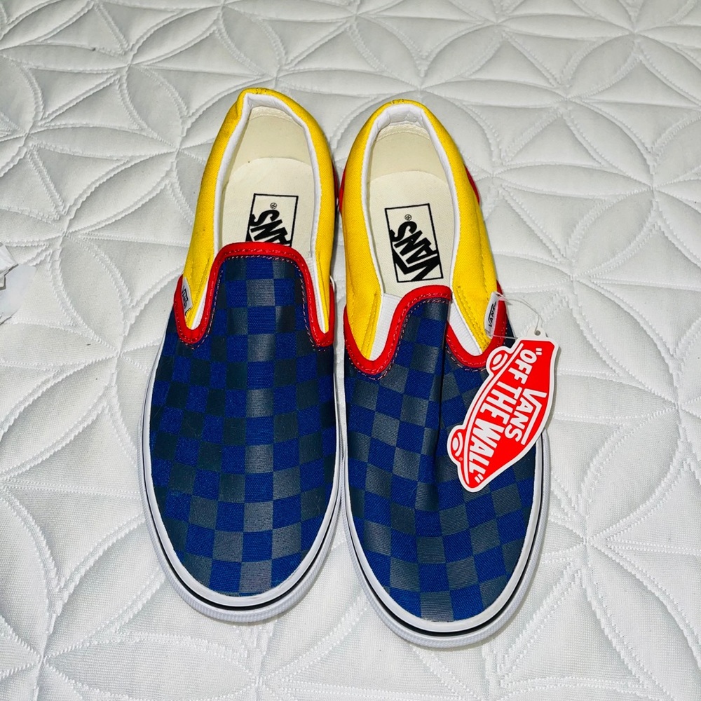 Checkered Vans slipons, unisex